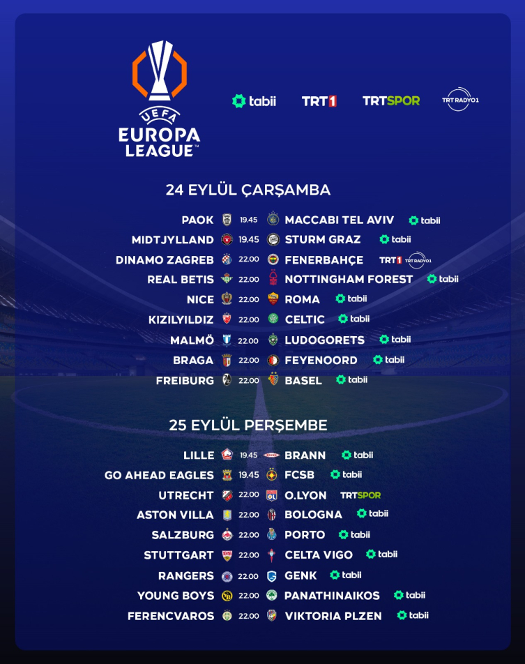 UEFA Avrupa Ligi TRT ekranlarında